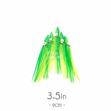 Fish WOW!® Fishing 3.5" 9cm Squid Skirt Octopus Hoochies Green Chartreuse lot