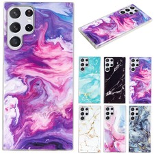 For Samsung Galaxy S22 Ultra S21 S20 FE Marble Pattern TPU Shockproof Case Cover