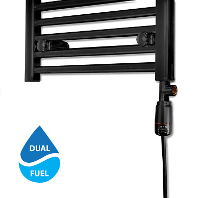 Black GT Thermostat Elektroelement für Handtuchheizkörper mit schwarzem T-Stück