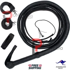 Real and Genuine Leather Bullwhip 08 Feet Long 16 Plaited Heavy Duty Bull Whip
