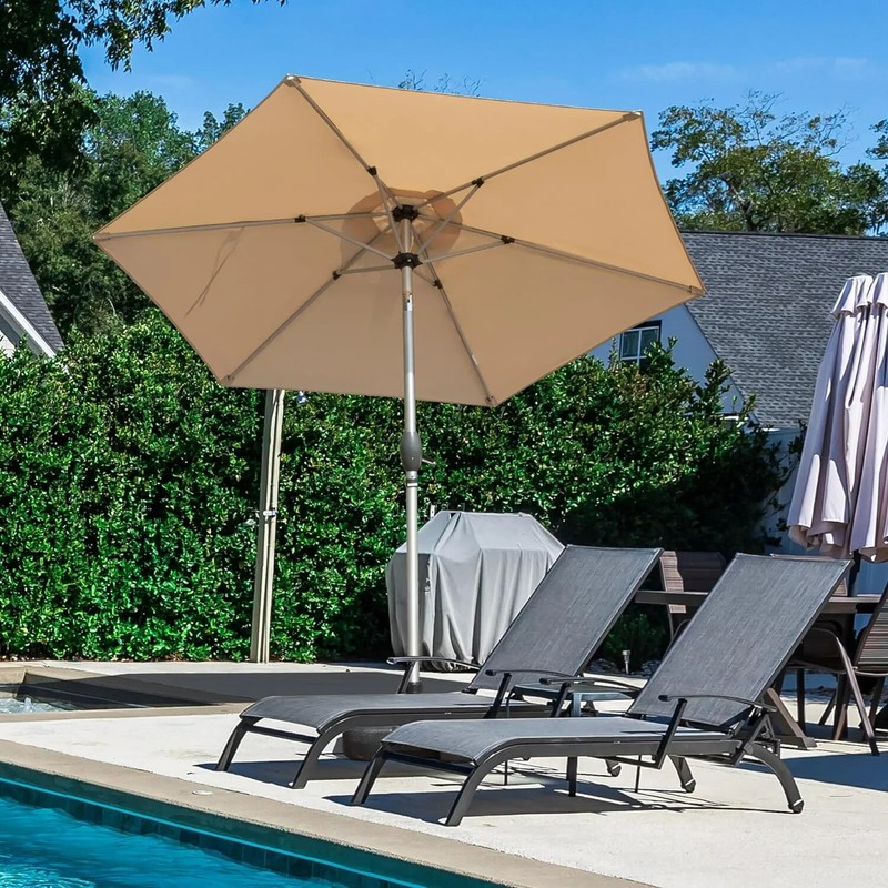 Domi 7.5FT Patio Umbrella w/Push Button Tilt and Crank for Deck Porch Beige