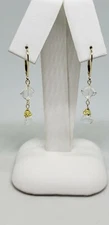 Cella Designs White Quartz Briolette Cut Leverback Earrings 14k Yellow Gold 1.9g