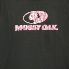 Mossy Oak Bottomland Womens Graphic T-shirt Black And Pink Large Mossy Oak Bottomland Womens Graphic T-shirt Black And Pink Large