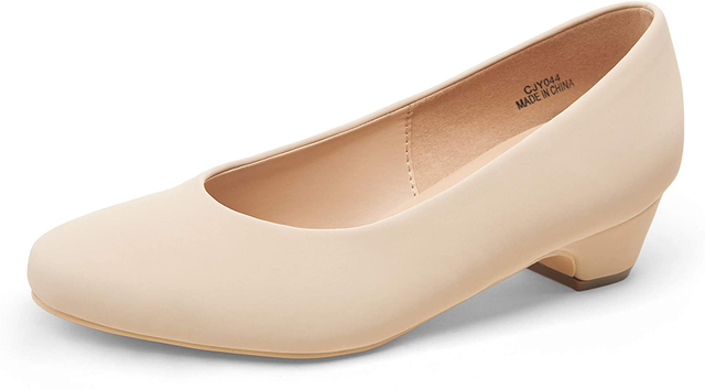 low chunky heel pumps