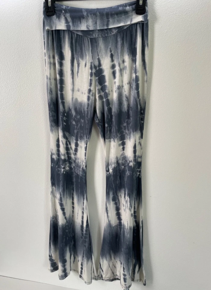 MOD Tie Dye Azul Marino Suave Campana Parte Inferior Acampanada Leggings Pantalones Foto 4 de 4