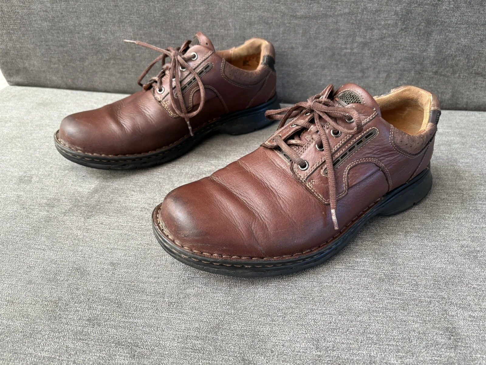 Scarpe uomo Clarks pelle marrone destrutturata Oxford casual misura 9 5m 42 5