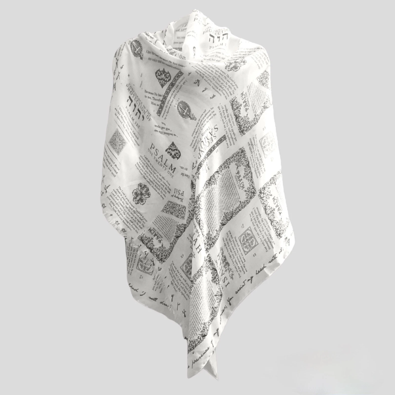 Foulard verset biblique chrétien avec croix, châle de prière noir et blanc verset biblique