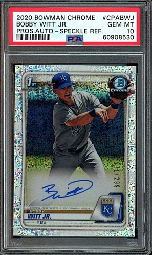 2020 Bowman Chrome Bobby Witt Jr. Sparkle Refractor Auto Rookie #/299 PSA 10
