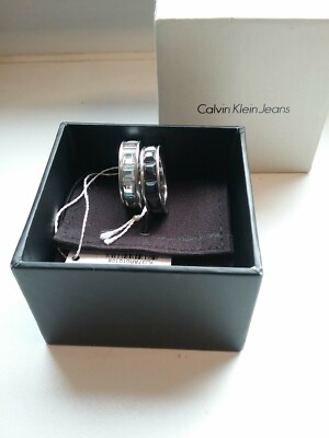 2 x Edelstahlringe / Glint Ringe - Calvin Klein Jeans - 18,5 mm, weiß + schwarz