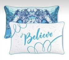 New Mermaid Pillow Company Believe Flip Sequin Pillow Case Blue Aqua Silver