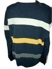 Mens NAUTICA Blue, White, Yellow Crew Neck Sweater Sz XL X-Large Cotton NEW