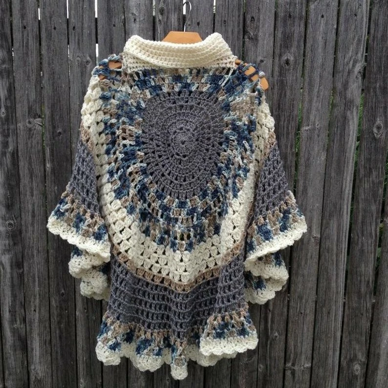 Circular Asymmetric Long Poncho Shawl Crochet IS A PRINTED PATTERN - Image 2 of 4