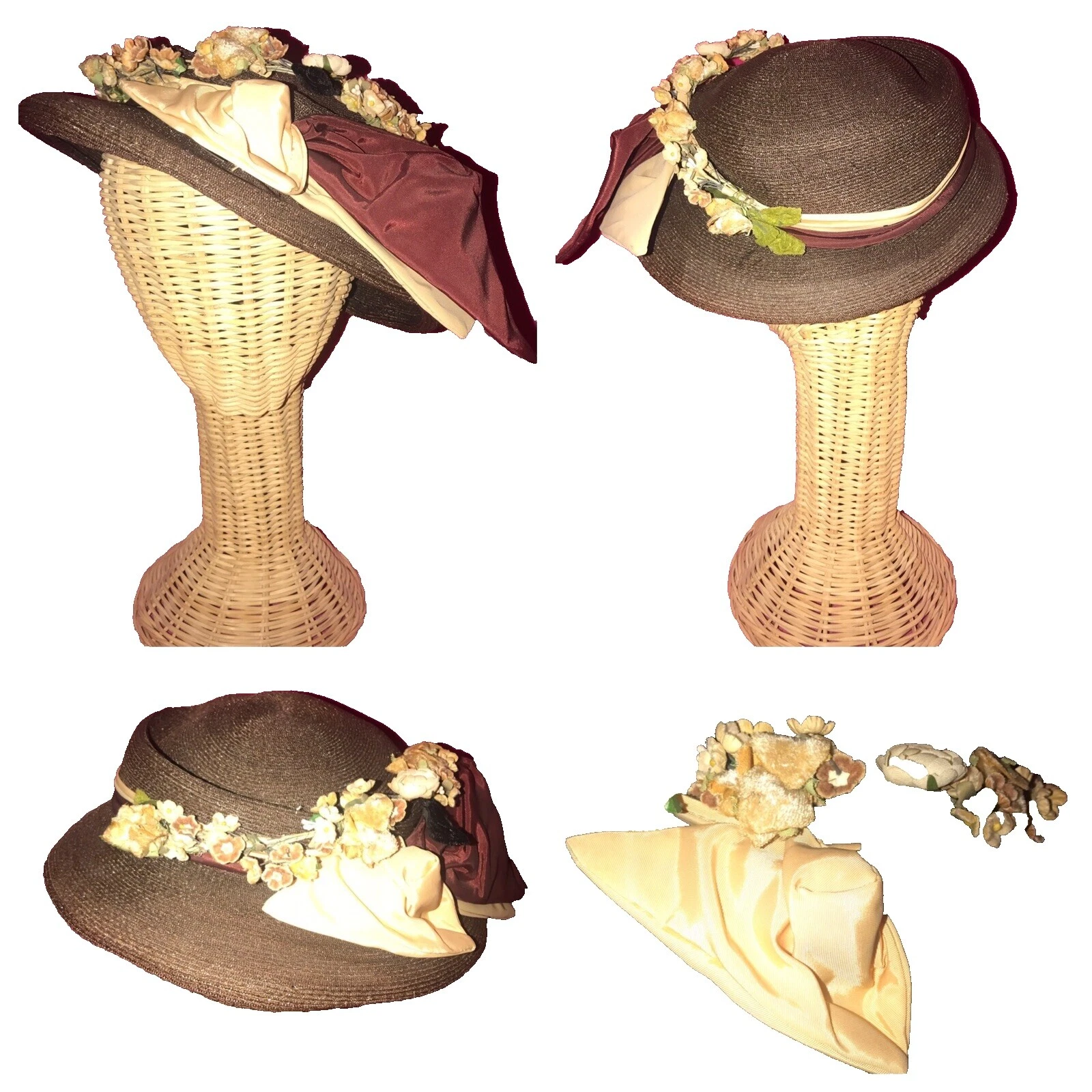 Sombreros vintage victoriano Marrón para Mujeres