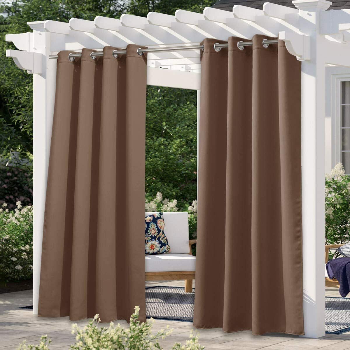 NICETOWN Waterproof Outdoor Curtains For Patio, 2 Panels, Blackout