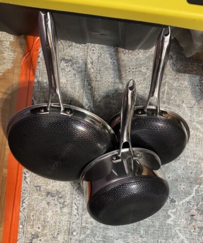 Hexclad Fry Pans & Pot, Hybrid Stainless Steel / Lot of 3