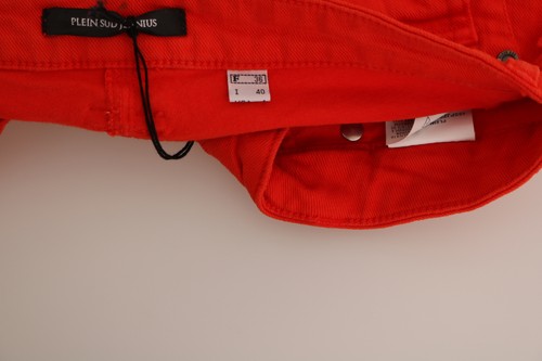 PLEIN SUD JEANIUS Shorts Orange Mid Waist Cotton Denim Mini IT36/US2/XS RRP $200 - Picture 7 of 8