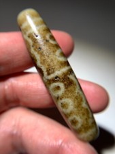 Tibetan Agate Dzi Bead " 10 Eyes " Amulet Pendant 59.7mm x 14.4mm