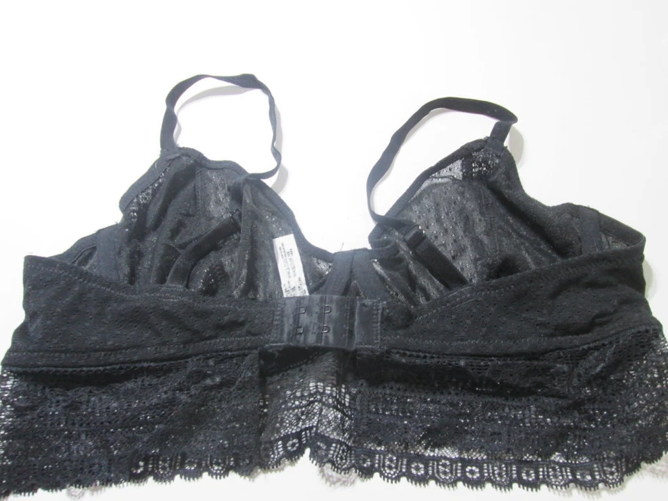 Free People Talla 36C Negro Con Aros Sin Forro Correas Ajustables Encaje Íntimo Foto 2 de 4