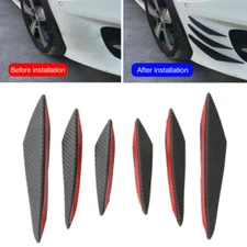 6pcs Car Front Bumper Lip Splitter Fins Spoiler Canards Carbon Fiber Look SU
