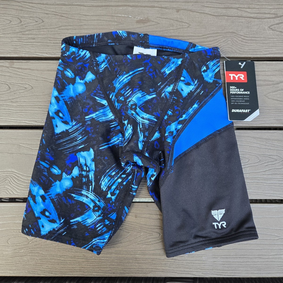 TYR Durafast Elite Emulsion Swimwear Boy Blue/Black Jammers Size
