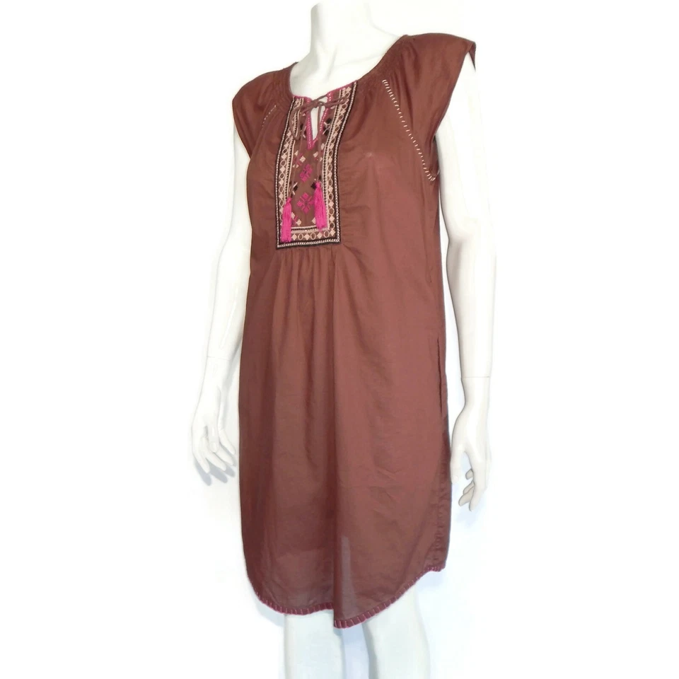 Vestido indio azteca bordado marrón desierto MAEVE ANTHROPOLOGIE talla 6-892 Foto 3 de 4