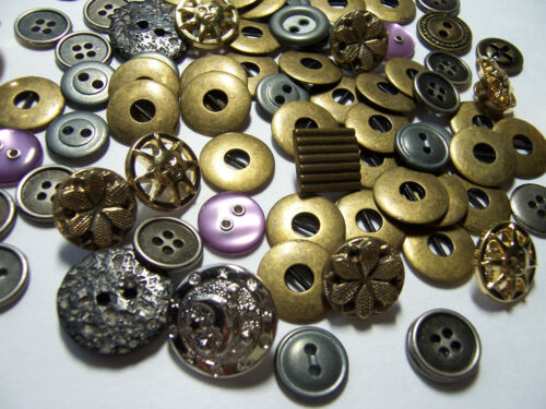 Lot de 80 boutons boutons métal et plastique costumes couture vêtements réparation artisanat - Photo 1 sur 4