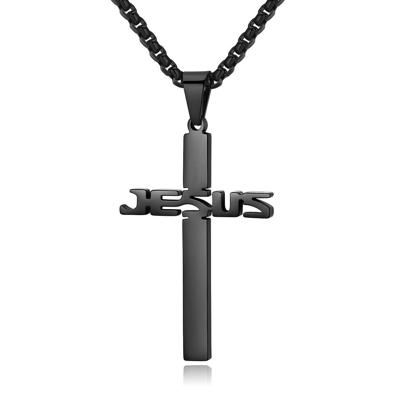 Stainless Steel Jesus Cross Pendant Necklace for Men Women 20-24 Inches Rolo ...