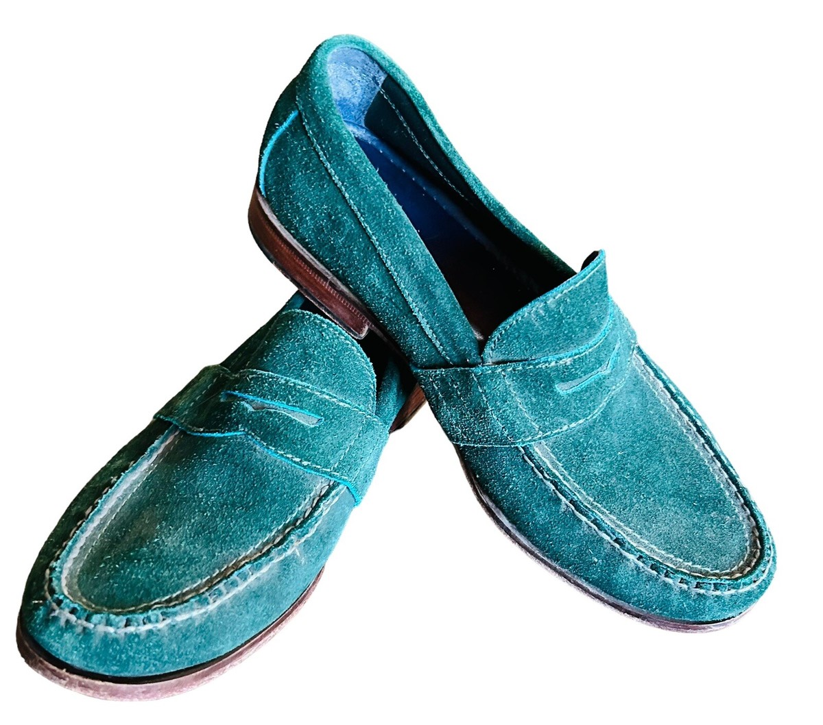 COLE HAAN Penny Loafers Green Suede Leather Dress Shoes 9M  display picture 3