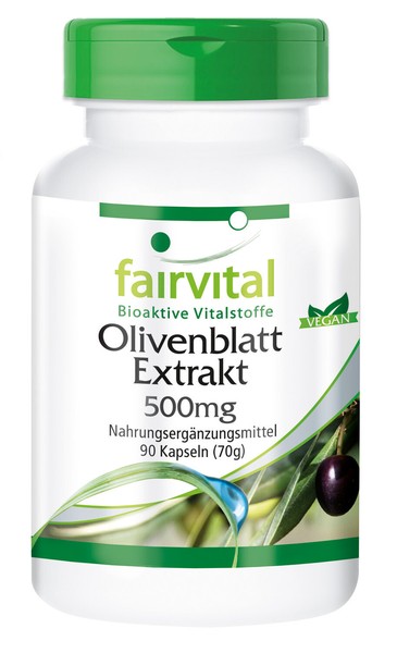 Olivenblatt Extrakt 500 Mg - 90 Kapseln 20 % Oleuropein - Vegan | Fairvital-image
