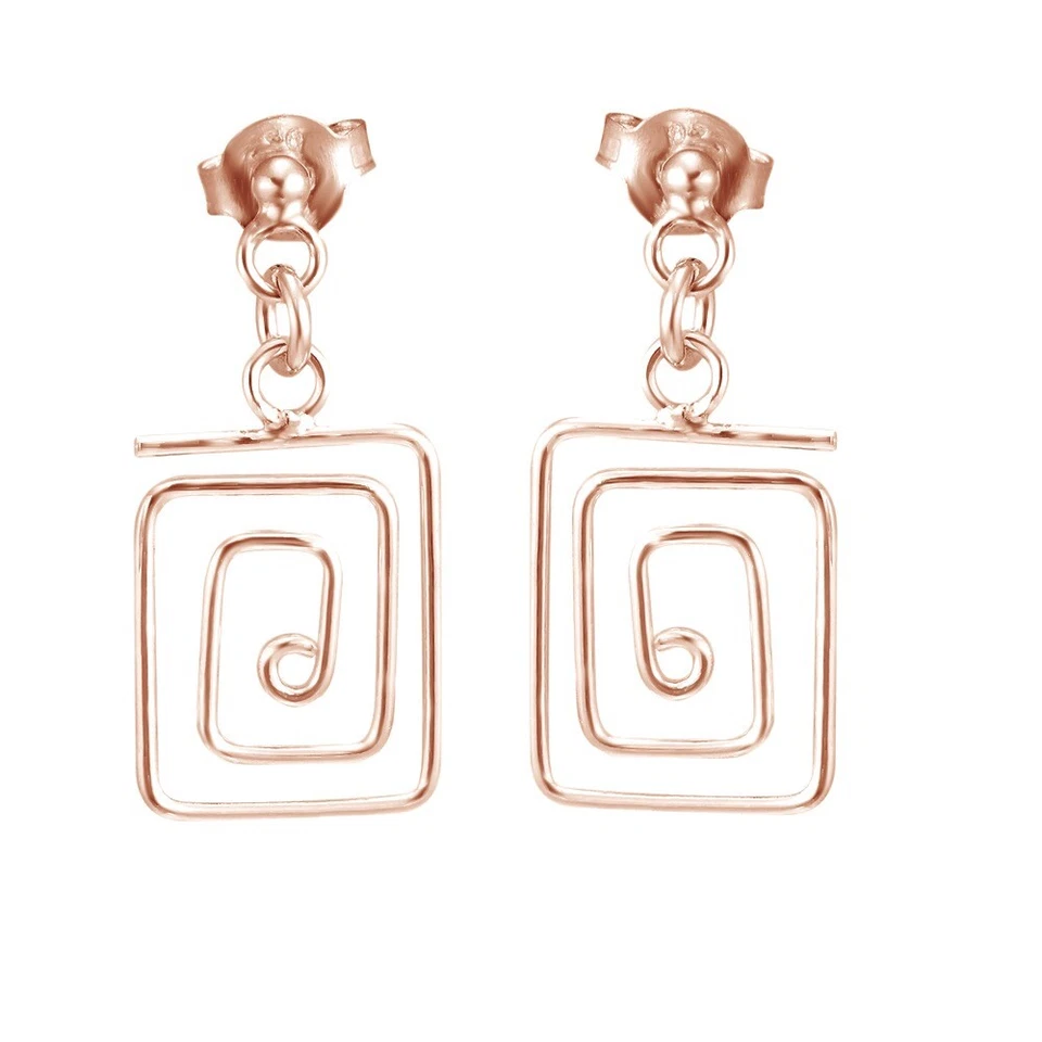 Pendientes colgantes "Meander" enchapados en oro rosa de 14 quilates de plata de ley 925 Foto 3 de 4