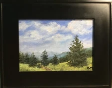MOUNTAIN MINI # 23 - original framed 5X7 oil landscape painting by K. McDermott