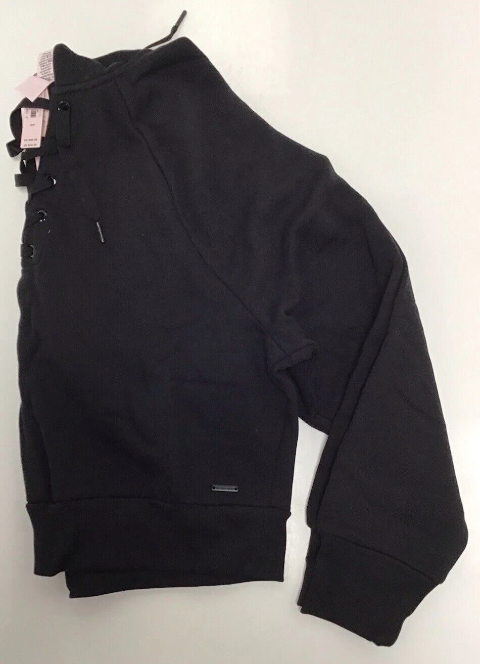 UNDERCOVER Felpa con cappuccio Victoria’s Secret donna cotone stringata cropped colore nero taglia small