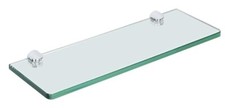 15-inch Floating Glass Shelf with Chrome Wall Mounts for Bathroom
