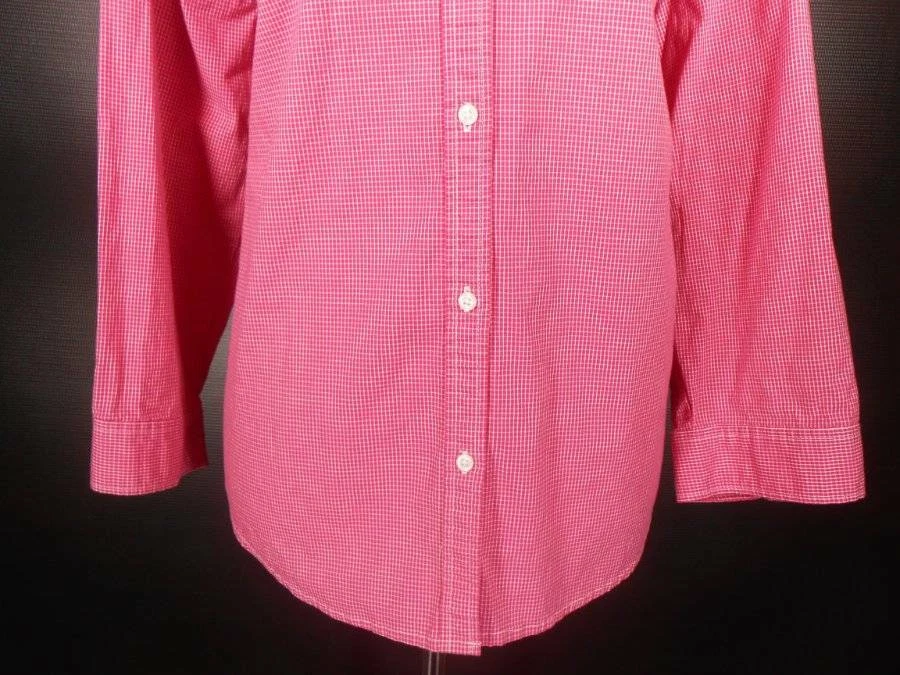 Hermosa Blusa Para Mujer XL Rosa Sharagano Cuadros Manga Larga Ajustada Botón Foto 3 de 4