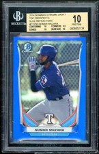 Nomar Mazara Rookie Card 2014 Bowman Chrome Draft TP Blue Refractors #90 BGS 10
