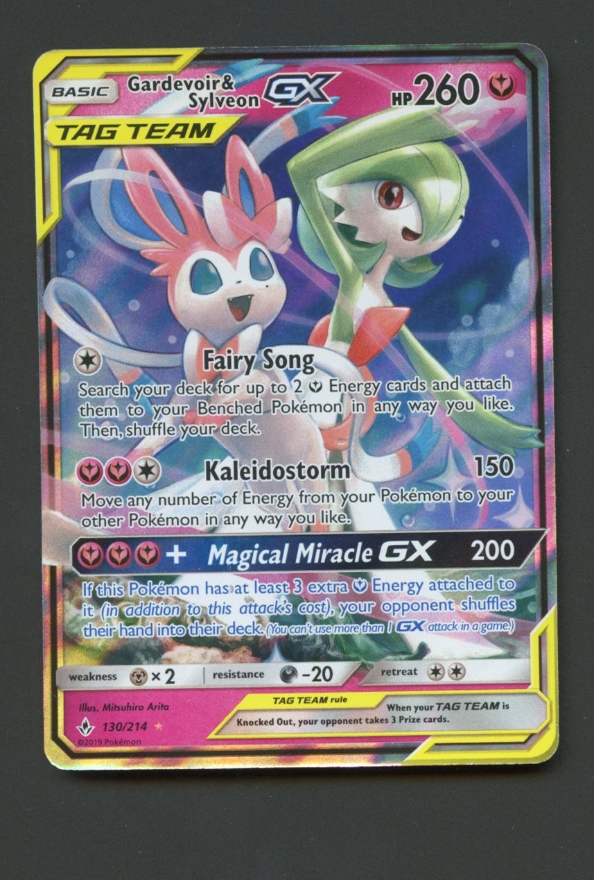 Gardevoir & Sylveon GX 130/214 Unbroken Bonds MP Rare Pokemon Card