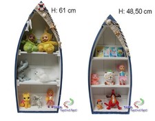 Regal Boot Form Schiff Bootregal Fischernetz Muscheln Maritime