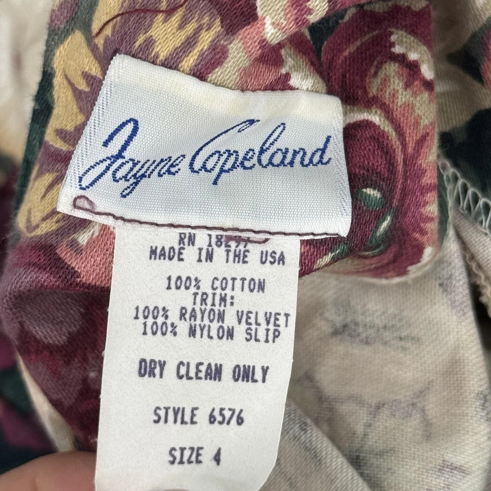 Vestido Vintage Jayne Copeland Niñas 4 Lazos Florales Terciopelo Tul EE. UU. 90s Borgoña Foto 3 de 4