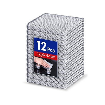 12 PCS 3-Layer Non-Scratch Multipurpose Steel Wire Dishcloths - Reusable Quick