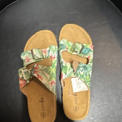 Just Be Women's Multicolor Buckle Floral Slide Sandals Synthetic Upper Casual
