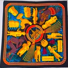 HERMES Carre 90 Silk Scarf Tresor Royal du Benin Vintage 1997 Sophie Koechlin