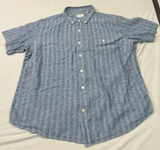 Weatherproof Vintage Linen Shirt Mens XL Extra Large Blue Washable Island Formal