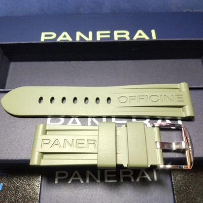 Genuine Panerai Military Green Caoutchouc Rubber Strap 24mm/22mm