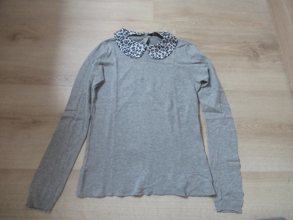 pull gris clair col claudine amovible léopard Morgan Taille S - Photo 4/4