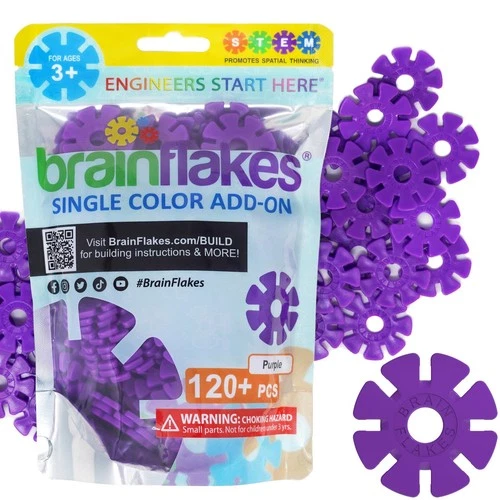 Brain Flakes Single Color Add-on - 120 Pieces - Resealable Pouch - Purple