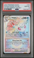Alolan Vulpix VSTAR Rainbow 197/195 Silver Tempest Graded Pokemon Card PSA 10