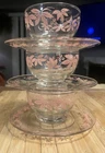 Pyrex Pink Gooseberry Glass DishSherbet Bowl Dessert Cup Saucer Plate Set of 3