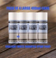 PACK OF 4 LARGE 400ml BRILLIANT WHITE RADIATOR SPRAY PAINT