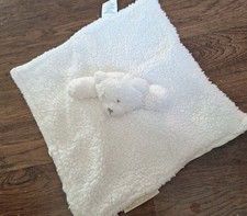 BLANKETS BEYOND White plush Teddy BEAR Security Blanket Lovey white ears soft