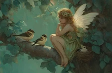 Fantasy Butterfly Fairy Bird Oil Painting Home Decor Wall Art Printed On Canvas